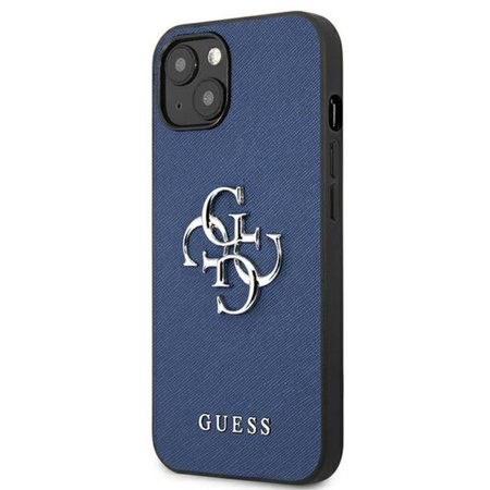 Guess Saffiano 4G Big Silver Logo - Etui iPhone 13 mini (niebieski) (GUHCP13SSA4GSBL)