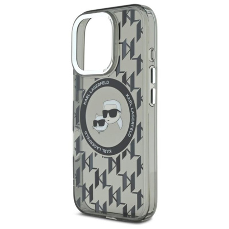 Karl Lagerfeld IML Monogram Karl & Choupette Head MagSafe - Etui iPhone 16 Pro (czarny) (KLHMP16LHMCKMHK)