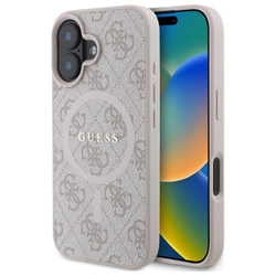 Guess 4G Ring Classic Logo MagSafe - Etui iPhone 16 (różowy) (GUHMP16SG4GFRP)