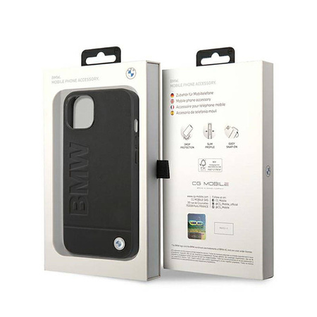 BMW Leather Hot Stamp – Etui iPhone 14 Plus (Czarny) (BMHCP14MSLLBK)