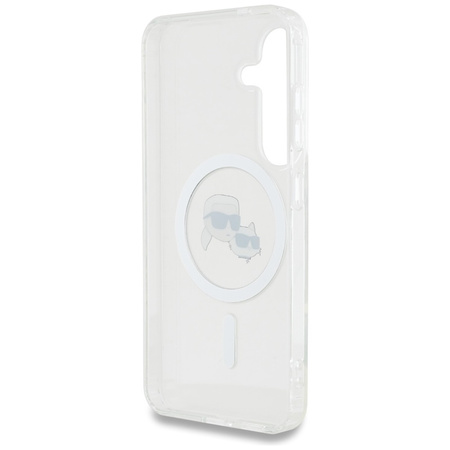 Karl Lagerfeld Button Karl & Choupette Heads Printed Logo MagSafe - Etui Samsung Galaxy S25 (biały) (KLHMS25SHLSKCH)