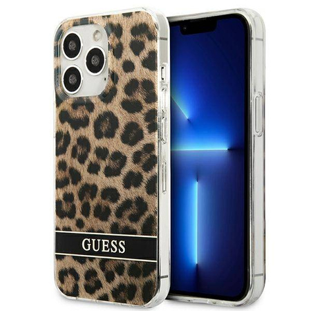 Guess Leopard Electro Stripe - Etui iPhone 13 Pro (Brown) (GUHCP13LHSLEOW)