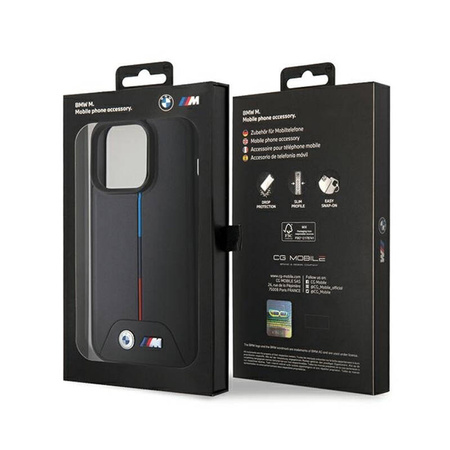 BMW Quilted Tricolor MagSafe - Etui iPhone 15 Pro (czarny) (BMHMP15L22PVTK)