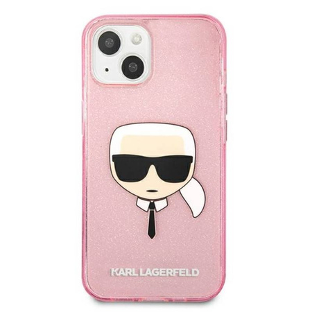 Karl Lagerfeld Karl’s Head Glitter - Etui iPhone 13 Mini (różowy) (KLHCP13SKHTUGLP)