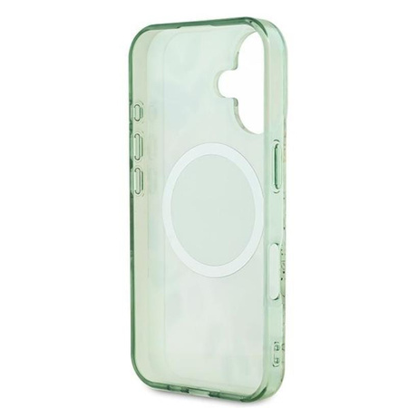 Guess IML Flower & Tonal Circle MagSafe - Etui iPhone 16 (zielony) (GUHMP16SHFWBDCEN)