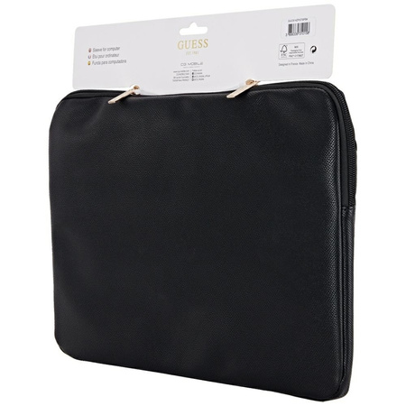 Guess Grained Zipper Pocket Triangle Logo Sleeve - Etui na notebooka 14" (czarny) (GUCS14ZPGTSPSK)