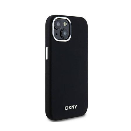 DKNY Liquid Silicone Small Metal Logo MagSafe - Etui iPhone 15 / 14 / 13 (czarny) (DKHMP15SSMCHLK)