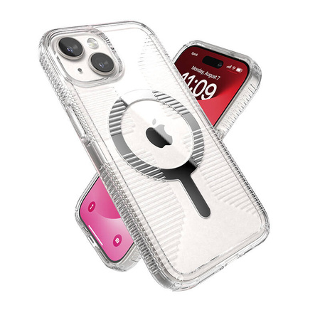 Speck Gemshell Grip + MagSafe - Etui do iPhone 16e / iPhone 15 / iPhone 14 / iPhone 13 (Clear / Chrome Finish) (150494-3223)