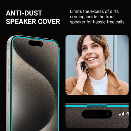 Crong Anti-Bacterial 3D Armour Glass - Szkło hartowane 9H na cały ekran iPhone 15 Pro + ramka instalacyjna (CRG-AB3DAG-IP15P)