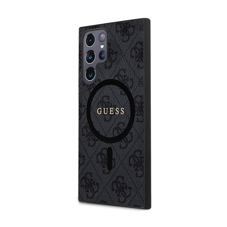 Guess 4G Collection Leather Metal Logo MagSafe - Etui Samsung Galaxy S24 Ultra (czarny) (GUHMS24LG4GFRK)