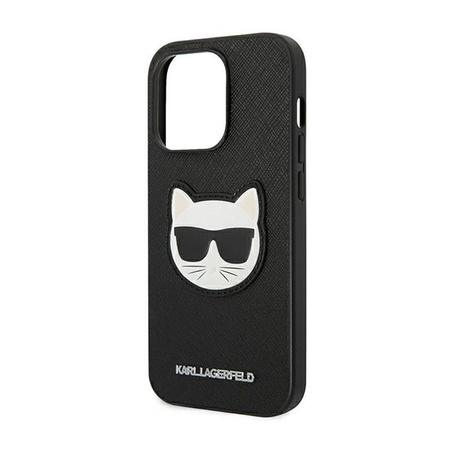 Karl Lagerfeld Saffiano Choupette Head Patch Case - Etui iPhone 14 Pro (czarny) (KLHCP14LSAPCHK)