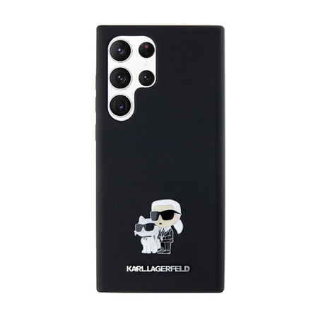 Karl Lagerfeld Silicone Karl & Choupette Metal Pin - Etui Samsung Galaxy S24 Ultra (czarny) (KLHCS24LSMHKCNPK)