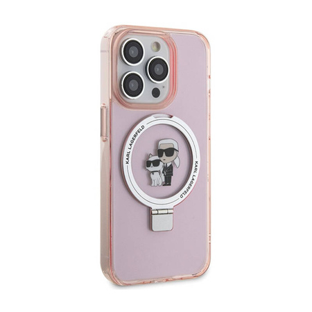 Karl Lagerfeld Ring Stand Karl & Choupette MagSafe - Etui iPhone 15 Pro Max (różowy) (KLHMP15XHMRSKCP)