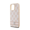 DKNY Leather Checkered Mono Pattern & Printed Stripes - Etui iPhone 14 Pro Max (różowy) (DKHCP14XPCPTSSP)