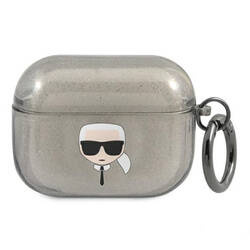 Karl Lagerfeld Karl Head Glitter - Etui Airpods Pro (czarny) (KLAPUKHGK)
