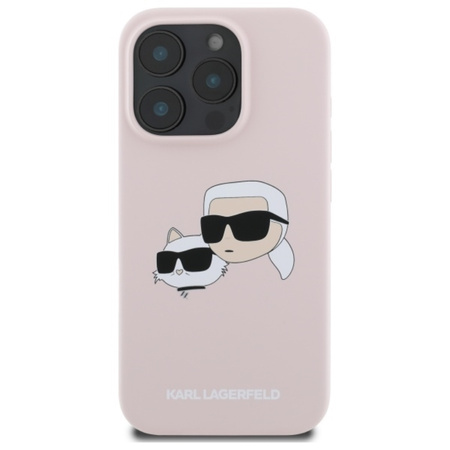 Karl Lagerfeld Silicone Double Heads Print MagSafe - Etui iPhone 16 Pro (różowy) (KLHMP16LSKCHPPLP)