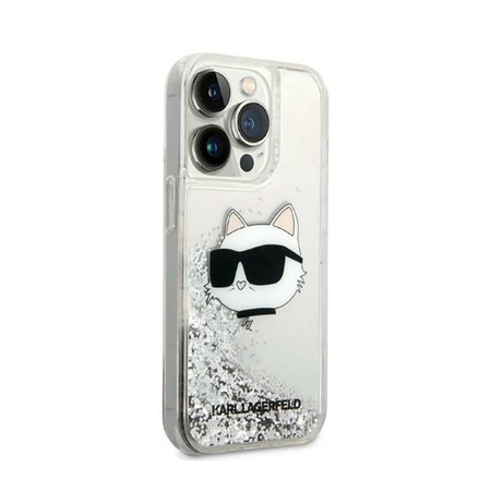 Karl Lagerfeld Liquid Glitter NFT Choupette Head - Etui iPhone 14 Pro Max (srebrny) (KLHCP14XLNCHCS)