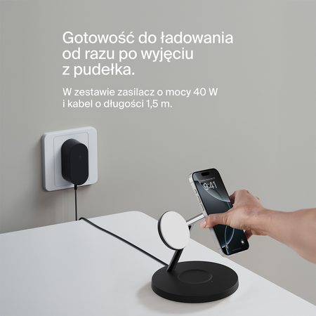 Belkin Stacja do ładowania bezprzewodowego na iPhone, Apple Watch, AirPods, Qi2 15W, czarna (WIZ032KQBK)