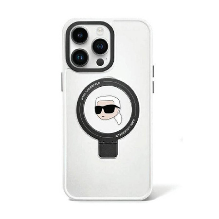 Karl Lagerfeld Ring Stand Karl Head MagSafe - Etui iPhone 15 (biały) (KLHMP15SHMRSKHH)