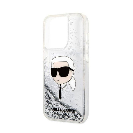 Karl Lagerfeld Liquid Glitter NFT Karl's Head - Etui iPhone 14 Pro Max (srebrny) (KLHCP14XLNKHCH)