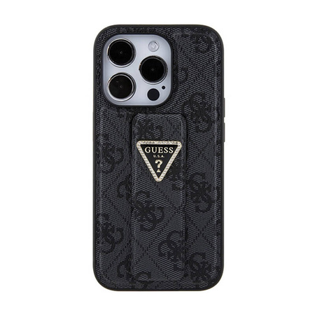 Guess Grip Stand 4G Triangle Strass Logo - Etui iPhone 15 Pro Max (czarny) (GUHCP15XPGS4TDK)