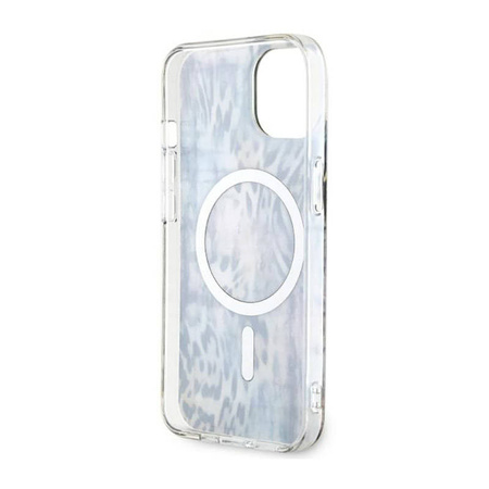 Guess Leopard MagSafe - Etui iPhone 14 (Niebieski) (GUHMP14SHLEOPWB)