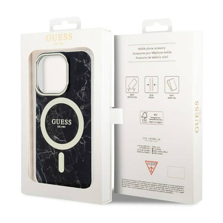 Guess Marble MagSafe - Etui iPhone 14 Pro Max (Czarny) (GUHMP14XPCUMAK)