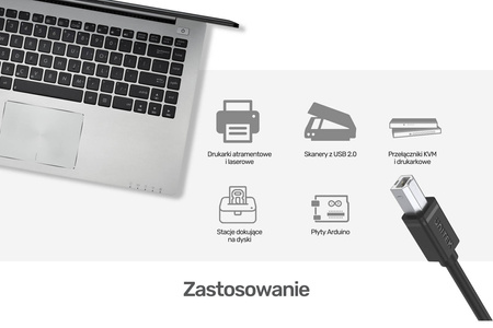 Unitek Kabel Przewód USB-A 2.0 / USB-B AM-BM 3m Czarny (Y-C420GBK)