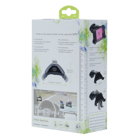 iGrip Universal Smart Grip'R x'tra Kit - Uniwersalny uchwyt samochodowy do smartfonów o szer. 56 - 81 mm / wys. 114 - 138 mm (T5-40130)