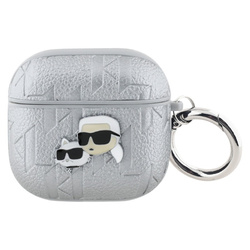 Karl Lagerfeld Monogram Karl & Choupette Head - Etui AirPods 4 (srebrny) (KLA4PGKCPS)