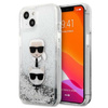 Karl Lagerfeld Liquid Glitter Karl & Choupette Head - Etui iPhone 13 mini (srebrny) (KLHCP13SKICGLS)