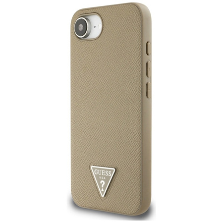 Guess Grained Triangle MagSafe - Etui do iPhone 16e (brązowy) (GUHMPSE4PGTSPSW)