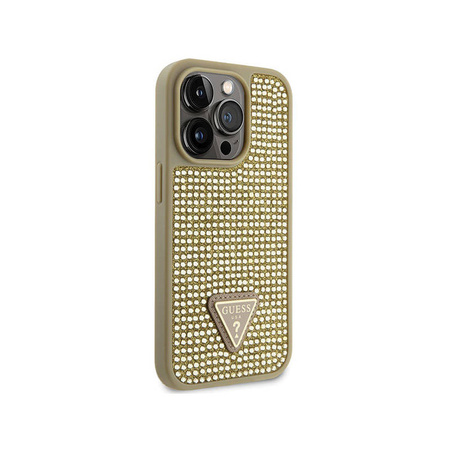 Guess Rhinestone Triangle - Etui iPhone 14 Pro (złoty) (GUHCP14LHDGTPD)