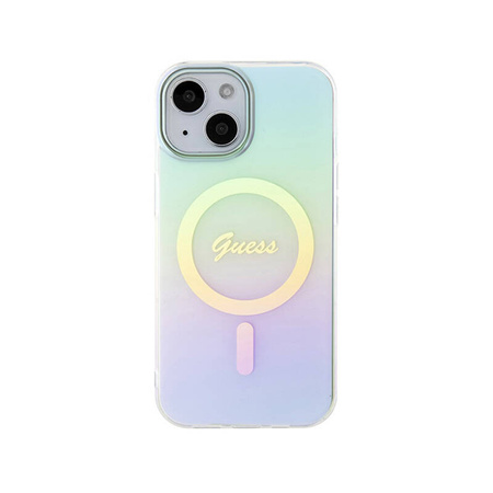 Guess IML Iridescent MagSafe - Etui iPhone 15 (turkusowy) (GUHMP15SHITSQ)
