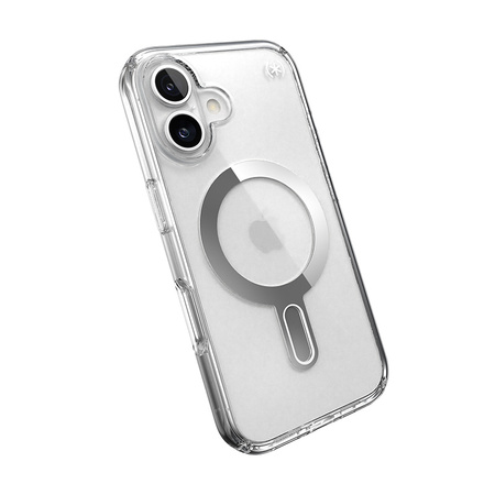 Speck Presidio Perfect-Clear ClickLock & MagSafe - Etui iPhone 16 (Clear / Chrome Finish / Serene Silver) (150691-3199)