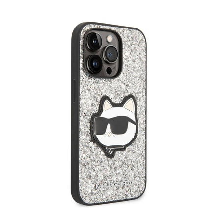 Karl Lagerfeld NFT Glitter Choupette Patch - Etui iPhone 14 Pro Max (srebrny) (KLHCP14XG2CPS)