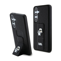 Karl Lagerfeld Gripstand Saffiano Karl & Choupette Pins - Etui Samsung Galaxy S24 (czarny) (KLHCS24SGSAKCPK)