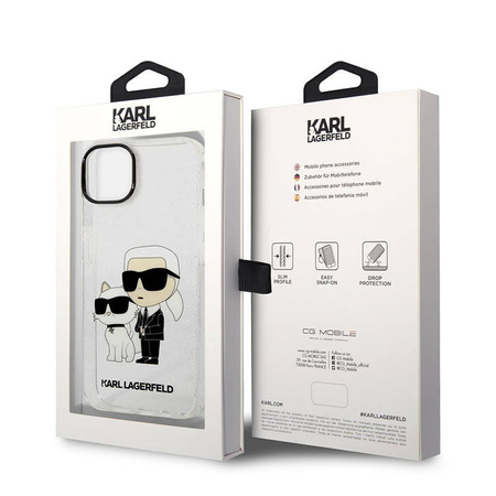 Karl Lagerfeld IML Glitter NFT Karl & Choupette - Etui iPhone 14 Plus (przezroczysty) (KLHCP14MHNKCTGT)
