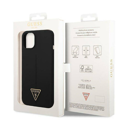 Guess Silicone Triangle Logo - Etui iPhone 14 Plus (czarny) (GUHCP14MSLTGK)
