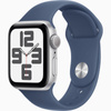Apple Watch SE GPS 40mm Koperta z aluminium w kolorze srebrnym, pasek sportowy w kolorze denim - M/L (MXED3ET/A)