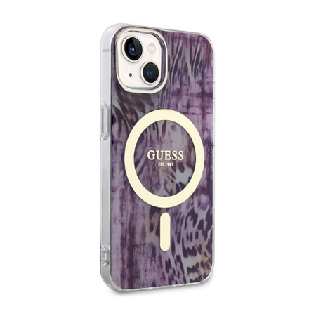 Guess Leopard MagSafe - Etui iPhone 14 (Różowy) (GUHMP14SHLEOPWP)
