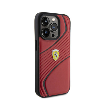 Ferrari Twist Metal Logo - Etui iPhone 15 Pro (czerwony) (FEHCP15LPTWR)