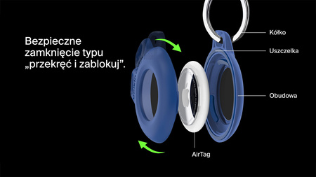 Belkin Uchwyt na AirTag z kółkiem do kluczy, wodoodporny, czarny (MSC013BTBK)