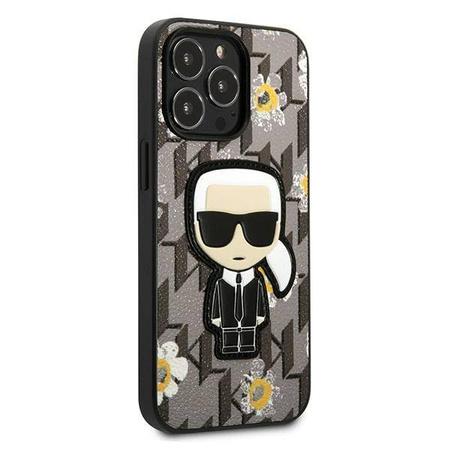 Karl Lagerfeld Iconic Karl Flower - Etui iPhone 13 Pro (szary) (KLHCP13LPMNFIK1)