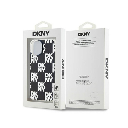 DKNY IML Checkered Mono Pattern - Etui do iPhone 15 / 14 / 13 (czarny) (DKHCP15SHDLCEK)