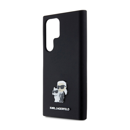 Karl Lagerfeld Silicone Karl & Choupette Metal Pin - Etui Samsung Galaxy S24 Ultra (czarny) (KLHCS24LSMHKCNPK)