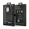 BMW Leather Carbon Blue Line - Etui iPhone 13 Pro (Czarny) (BMHCP13L22NBCK)