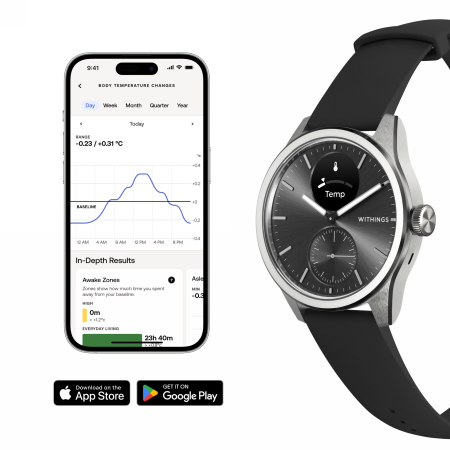 Withings Scanwatch 2 - zegarek z funkcją EKG, pomiarem pulsu i SPO2 oraz mierzeniem aktywności fizycznej i snu (42mm, black) (HWA10-model 4-All-Int)