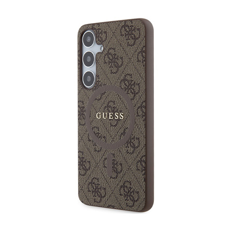 Guess 4G Collection Leather Metal Logo MagSafe - Etui Samsung Galaxy S24+ (brązowy) (GUHMS24MG4GFRW)