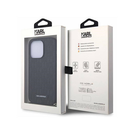 Karl Lagerfeld Saffiano Monogram Chain - Etui iPhone 14 Pro (Czarny) (KLHCP14LSACKLHPK)